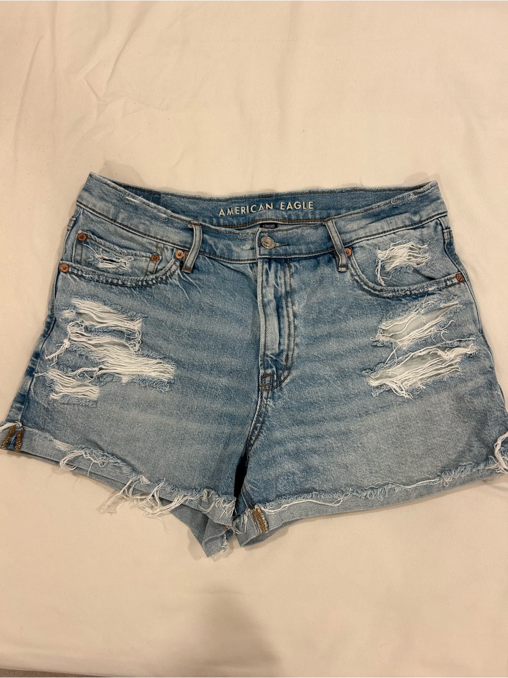 American Eagle Light Blue Distressed Denim Shorts